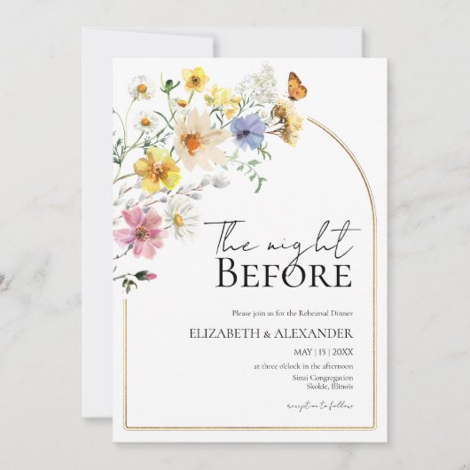 ワイルドフラワーボホリハーサルディナーの前の夜 招待状 (正面)