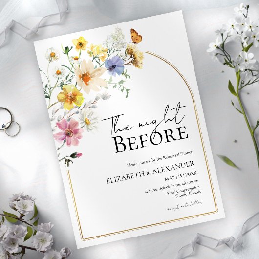 ワイルドフラワーボホリハーサルディナーの前の夜 招待状