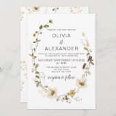 ワイルドフラワーボホーガーデンフローラリース 招待状 (正面/裏面)