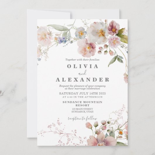 ワイルドフラワーボホーガーデンフローラ招待状 招待状 (正面)