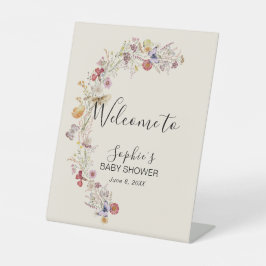 ワイルドフラワーボホーガーデンベビーイン開花ウェルカム 台座サイン