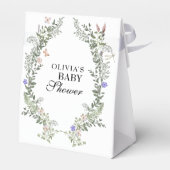ワイルドフラワーボホーグリーン男女兼用ベビーシャワー フェイバーボックス (裏面サイド)