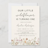 ワイルドフラワーボホーシック第1誕生日テラコッタ 招待状 (正面)