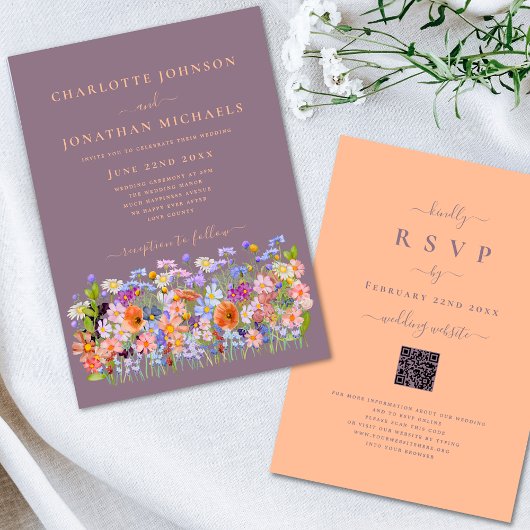 ワイルドフラワーボホーピーチ 招待状