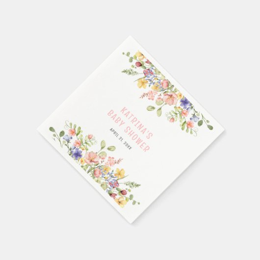 ワイルドフラワーボホーフィールド男女兼用ベビースシャワー スタンダードカクテルナプキン (角)
