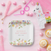 ワイルドフラワーボホーフィールド男女兼用ベビースシャワー ペーパープレート (パーティー)