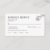 ワイルドフラワーボホーブラックとホワイトウェディングRSVP エンクロージャーカード (正面)