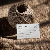 ワイルドフラワーボホーブラックとホワイトウェディングRSVP エンクロージャーカード