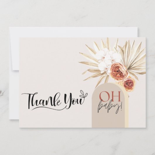 ワイルドフラワーボホーベイビーシャワーサンキューカードテンプレート サンキューカード (正面)