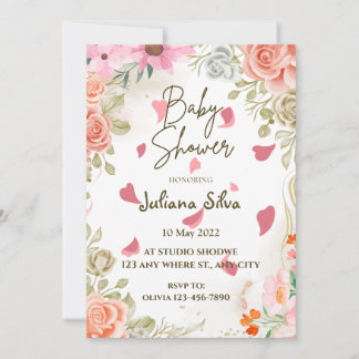 ワイルドフラワーボホーベビーシャワー招待状 招待状