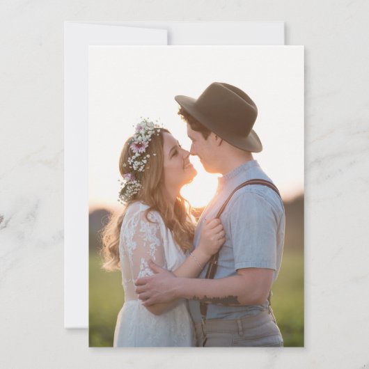 ワイルドフラワーボホーベージュ写真結婚式招待状 招待状 (裏面)