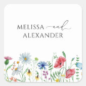 ワイルドフラワーボホ庭園の結婚式封筒用シール スクエアシール (正面)