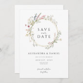 ワイルドフラワーボホ日付ミニマリストを保存 招待状 (正面/裏面)