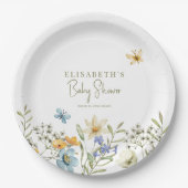 ワイルドフラワーボホ春パーソナライズされたベビーシャワー ペーパープレート (正面)