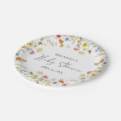 ワイルドフラワーボホ植物性ベビーシャワー ペーパープレート (アングル)