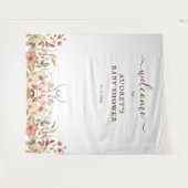 ワイルドフラワーボホ水彩歓迎サイン背景 タペストリー (正面(横))