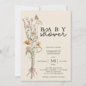 ワイルドフラワーボホ男女兼用ベイビーシャワー 招待状 (正面)
