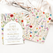 ワイルドフラワーボホ男女兼用ベイビーシャワー 招待状