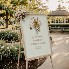 ワイルドフラワーボホ秋の結婚式ウェルカムポスター ポスター