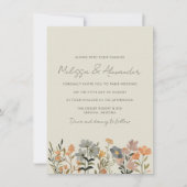 ワイルドフラワーボホ秋の結婚式招待状 招待状 (正面)