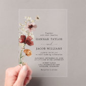 ワイルドフラワーボホ秋の結婚式 アクリル招待状 (インサイチュ (ポータブル))