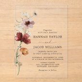 ワイルドフラワーボホ秋の結婚式 アクリル招待状 (正面)