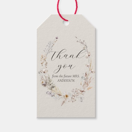 ワイルドフラワーボホ素朴エレガントブライダルシャワー ギフトタグ (正面)