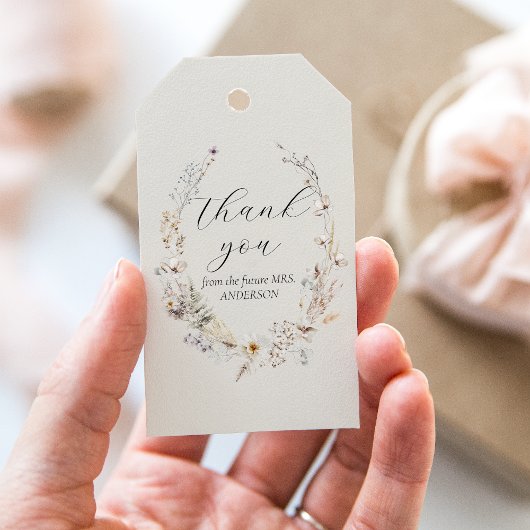 ワイルドフラワーボホ素朴エレガントブライダルシャワー ギフトタグ