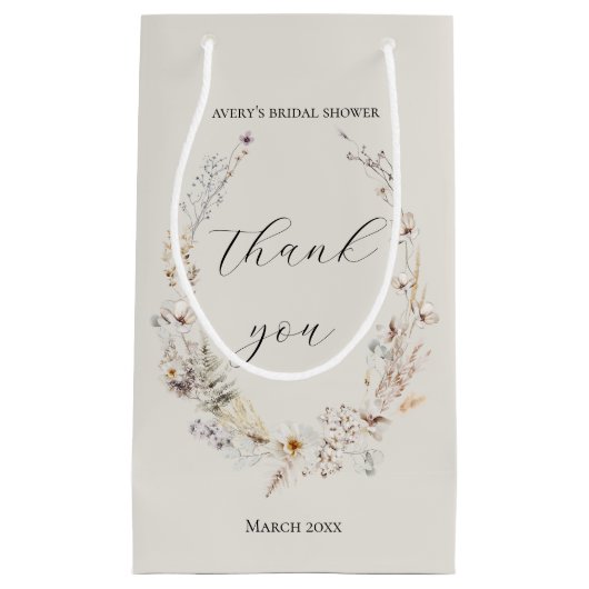 ワイルドフラワーボホ素朴エレガントブライダルシャワー スモールペーパーバッグ (正面)