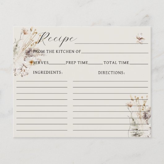 ワイルドフラワーボホ素朴ブライダルシャワーレシピ (正面)