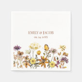ワイルドフラワーボホ結婚のナプキン スタンダードカクテルナプキン (正面)