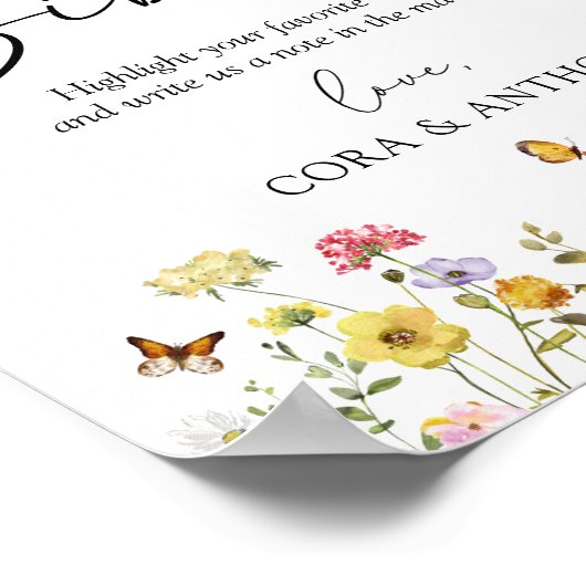 ワイルドフラワーボホ聖書のサイン結婚にサイン ポスター (角)