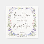 ワイルドフラワーボホ花ブライダルシャワー スタンダードカクテルナプキン (正面)