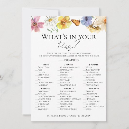 ワイルドフラワーボホ財布のゲームカードに何が 招待状 (正面)