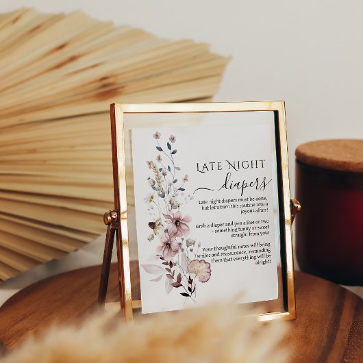 ワイルドフラワーボホ赤ちゃんシャワー深夜おむつ ポスター