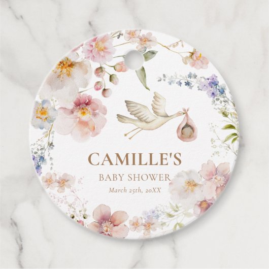 ワイルドフラワーボホ赤ちゃんシャワー フェイバータグ (正面)