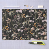 ワイルドフラワーボホ開花ガーデンブラック 薄葉紙 (クラフト)