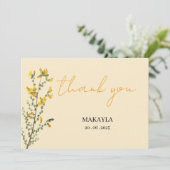 ワイルドフラワーボホ黄モダン文字 サンキューカード (スタンド正面)