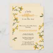 ワイルドフラワーボホ黄色ベビーシャワー 招待状 (正面/裏面)