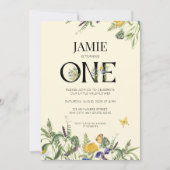 ワイルドフラワーボホ1歳の誕生日ガール 招待状 (正面)