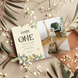 ワイルドフラワーボホ1stバースデーガール写真 招待状