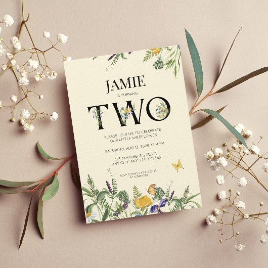 ワイルドフラワーボホ2ndバースデーガール招待状 招待状