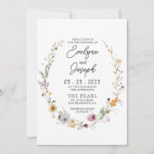 ワイルドフラワーボーお洒落ホフローラ結婚リース 招待状 (正面)