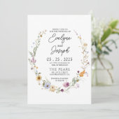 ワイルドフラワーボーお洒落ホフローラ結婚リース 招待状 (スタンド正面)
