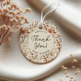 ワイルドフラワーボーアイボリーフローラベビーシャワーありがとう フェイバータグ