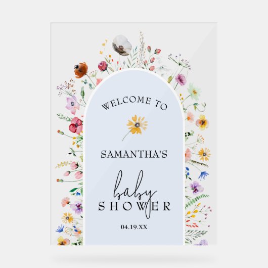 ワイルドフラワーボーイ赤ちゃんシャワーへようこそ アクリルサイン (正面)