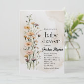 ワイルドフラワーボーイ赤ちゃんシャワー招待状 招待状 (スタンド正面)