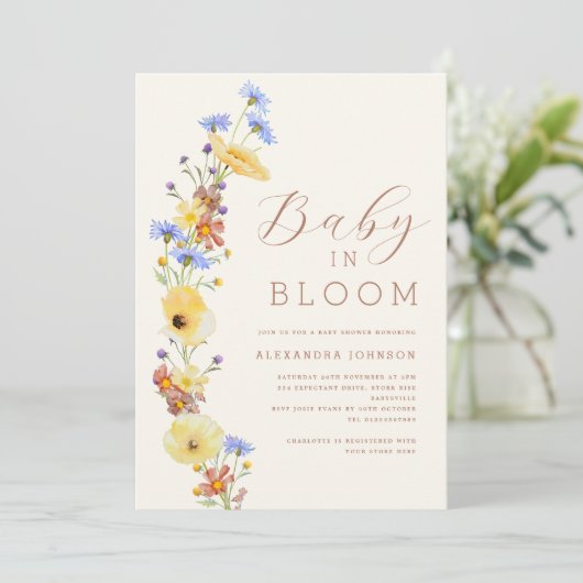 ワイルドフラワーボーイ赤ちゃんシャワー 招待状 (スタンド正面)