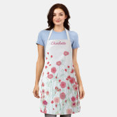 ワイルドフラワーボーパーソナライズされたホ エプロン (着用した状態)