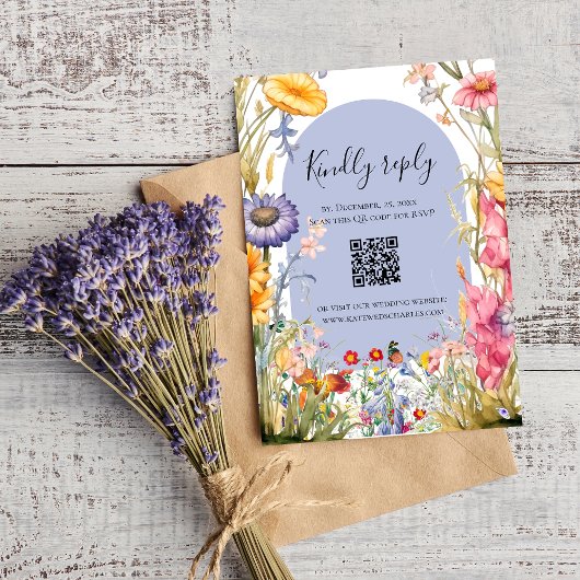 ワイルドフラワーボーホシックフローラリースrsvp 出欠カード